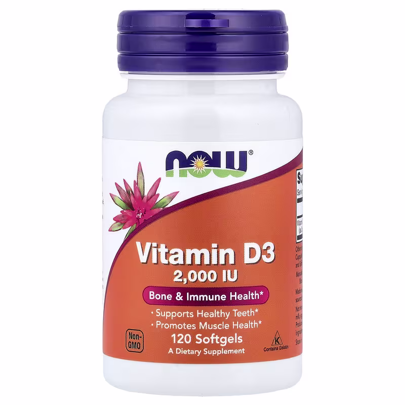 NOW Vitamin D-3 2000 IU (50 мкг), 120 капс.