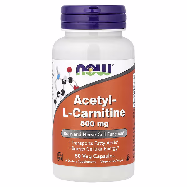 NOW Acetyl-L-Carnitine 500 mg, 50 вег. капс.