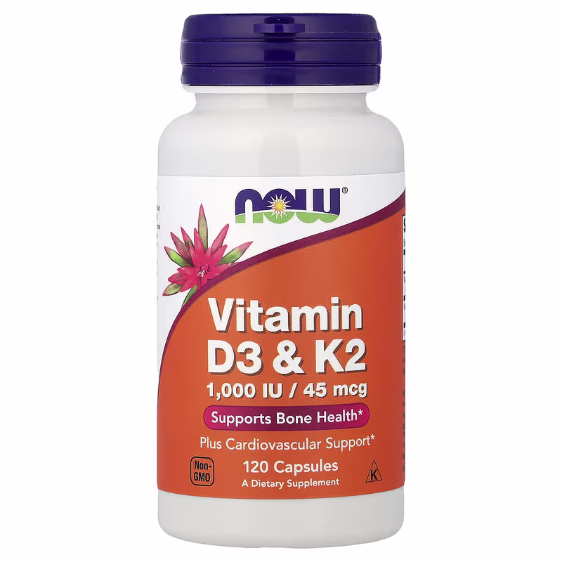 NOW Vitamin D-3 / K-2 1000 IU / 45 mcg, 120 вег. капс.